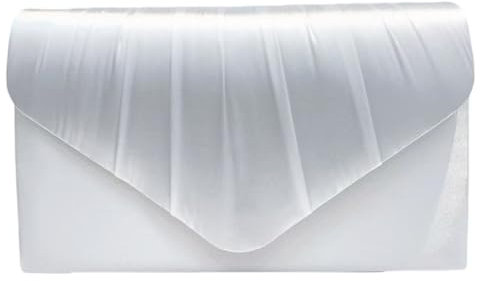LeahWard Women's Satin Floral Clutch Bags Party Wedding Evening Handbag 8002 (White)