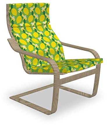 ABAKUHAUS Zitronen Poäng Sessel Polster, Zitrusfrüchte Vibrierende Farben, Sitzkissen mit Stuhlkissen mit Hakenschlaufe und Reißverschluss, Lime Green Yellow