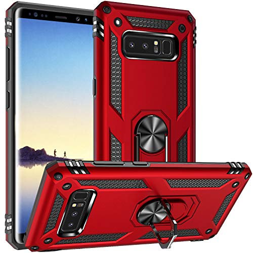 FETRIM Coque pour Galaxy Note 8, Étui Antichoc Cover Anti Housse avec Bague Rotatif Support pour Samsung Galaxy Note 8 Rouge