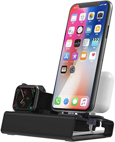 Ladestation für Apple Watch und iPhone Airpods, 3 in 1 Aluminum Docking Station Halterung iWatch Ständer für Apple Watch Series 8/SE2/7/6/SE/5/4/3/2/1 45mm/41mm/44mm/40mm/42mm/38mm NightStand Mode