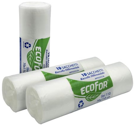 Virsus 350 Sacchi spazzatura colore TRASPARENTE, misura 70x110 cm, Capacità 110 Litri, Sacchetti per Raccolta differenziata, 35 Rotoli da 10 Pezzi