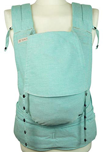 Fräulein Hübsch Soft Tai Toddlersize Halfbuckle in Aqua für Kleinkinder (74/80 – 98/104 cm) - Anhock-Spreiz-Haltung wie im Tragetuch - Bauchtrage - Hüfttrage – Rückentrage