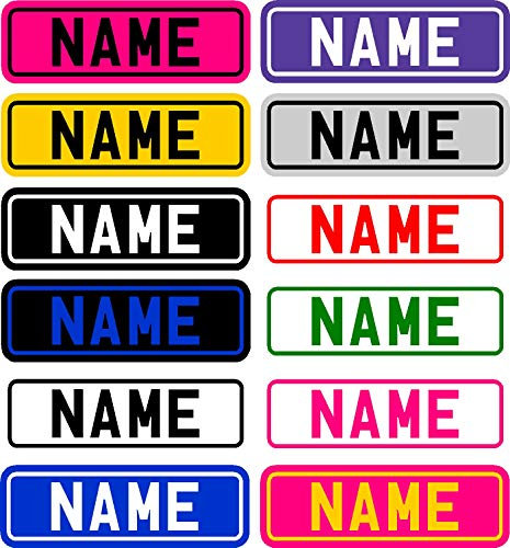 EG 2 x Personalised Self-Adhesive 14 x 4 cm Number Plate Stickers For Children's Kids Ride on Car, Bike, Bedroom Doors, Wheelchair, Mobility Scooter by Ellis Graphix