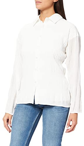 NA-KD Light Pleated Shirt Camisa, Blanco Roto, 40 para Mujer