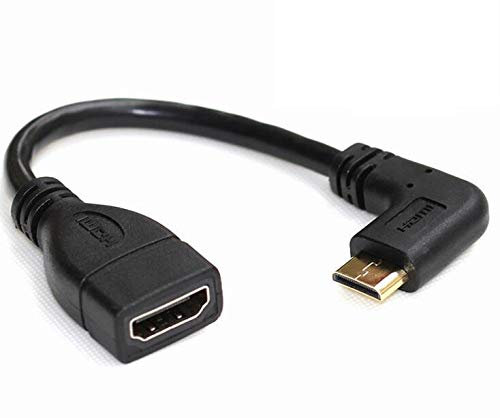 Mini HDMI to HDMI Male Converter Cable - Right Angle, Supports 1080P Full HD