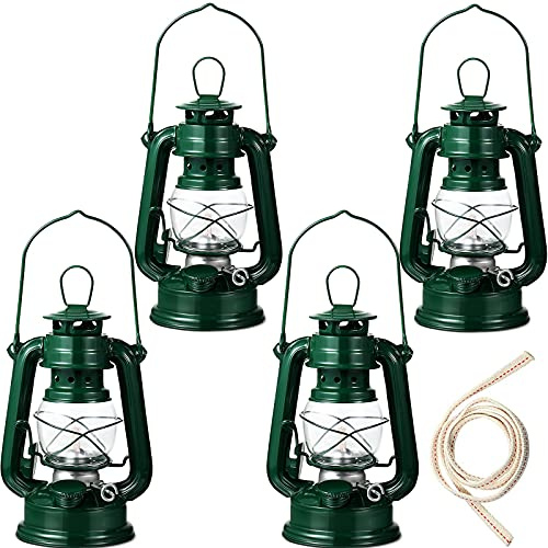 Honoson Öllampe, Hurrikan-Lampe, Kerosin-Laterne für drinnen und draußen, dekorative hängende Öllaterne mit Docht für Wandern, Notfall, Camping, Party-Dekoration (grün, 20,3 cm)