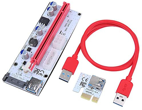 N32CS USB 3.0 PCI-E 1x auf 16x Riser Board Adapter für Bitcoin Mining, GPU Extender mit SATA-Stromversorgung und USB-Kabel – Hochleistungs-16X PCI-E Express Kabel