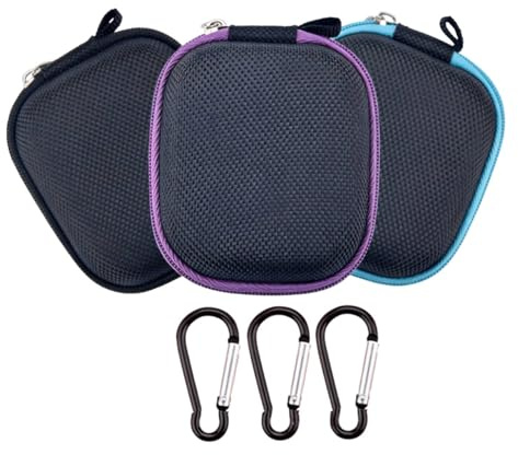 QUUPY Tasche für ätherische Öle, für Rollerflaschen, Organizer für ätherische Öle, verwendet für 6 Flaschen mit 1–5 ml Rollflasche, mit Karabiner, zufällige Farbe, 3 Stück