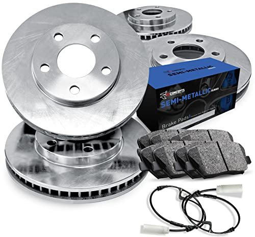 R1 Concepts Front Rear Brakes and Rotors Kit |Front Rear Brake Pads| Brake Rotors and Pads| Semi Metallic Brake Pads and Rotors |Sensor Kit|fits 1997-2002 BMW Z3