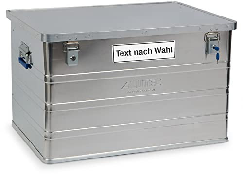 Alutec Aluminumbox Classic 186 Liter inkl. Wunschtext Aufkleber von Betriebsausstattung24® | BxHxT: 78,5 x 48,2 x 56,5 cm | Material: Aluminium | Transportkiste mit zwei Zylinderschlössern