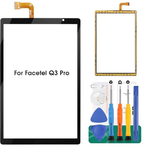 SRJTEK Kit de piezas de repuesto para tablet Facetel Q3 Pro de 10.1 pulgadas (negro, no incluye LCD)