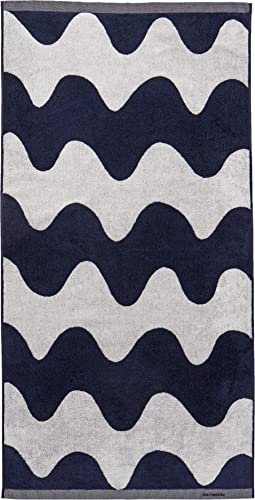 Marimekko - Badetuch, Handtuch - Lokki - Off-White-Dark Blue - Baumwolle - 70 x 140 cm