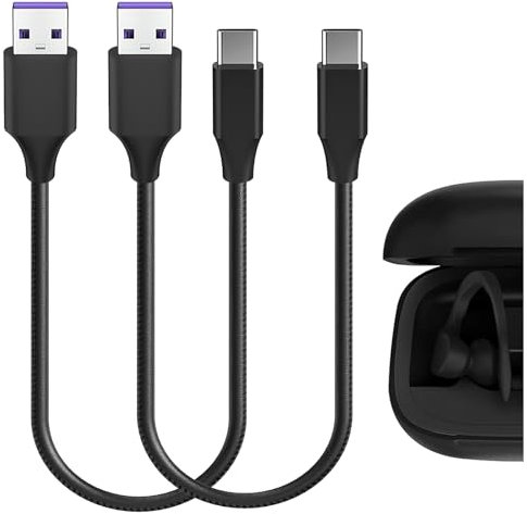 GEEKRIA USB Fast Charger Cable Compatible with Beats Powerbeats Pro 2, AirPods 4/3, AirPods Pro 2, Studio Pro, Solo 4, USB-C Replacement Power Charging Core (1ft / 30cm 2Pack)