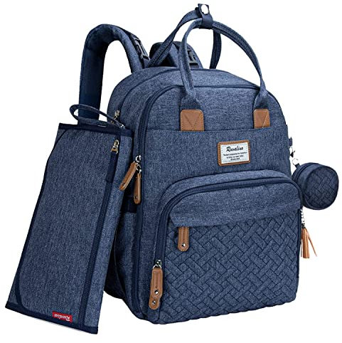 RUVALINO Baby Wickelrucksack Wickeltasche Rucksack mit tragbarer Wickelauflage, Schnullerhalter und Kinderwagengurten, Babytasche Multifunktional für Mama und Papa, Schwarz