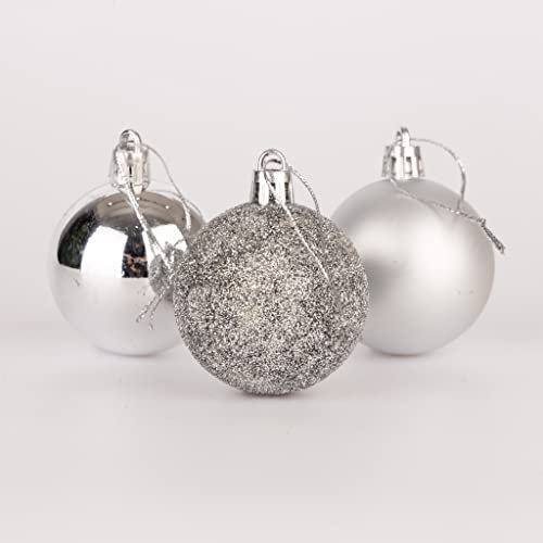50mm/18Pcs Christmas Baubles Shatterproof Silver, Christmas Tree Decorations Ball Ornaments Balls Xmas Hanging Decorations Holiday Decor - Shiny,Matte,Glitter
