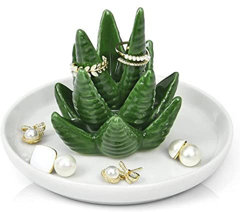 SunaOmni Ringhalter Kaktus Schmuckschale Schmuckständer Display Ästhetische Kaktus-dekoration Geschenk Für Frauen Mädchen Schmuckschale Ringständer Display Kaktus-dekor
