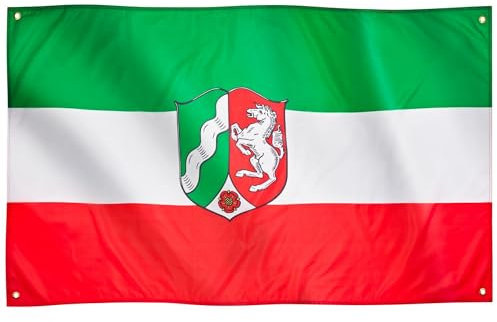 Runesol Nordrhein-Westfalen Flagge für Balkon, 91x152cm, Düsseldorf Fahne mit 4 Ösen, Rheinland Landesflagge, Deutschland Bundeslandflagge, Premium-Flaggen für drinnen und draußen, lebendige Farben