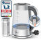 Z.M.C Wasserkocher mit Temperaturwahl 40-100° C, Temperaturhaltefunktion, LED-Beleuchtung/Cool Touch Griff, 1,8 Liter 1.800 Watt, 360° drehbare Basis Gals + Edelstahl, mit Teesieb