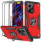 KANSi Funda para Xiaomi Redmi Note 12 5G / Poco X5 5G, Cristal Vidrio Templado [2 Piezas] Capa Anillo iman Soporte Hard PC y Silicona TPU Antigolpes Armor Carcasa - Rojo