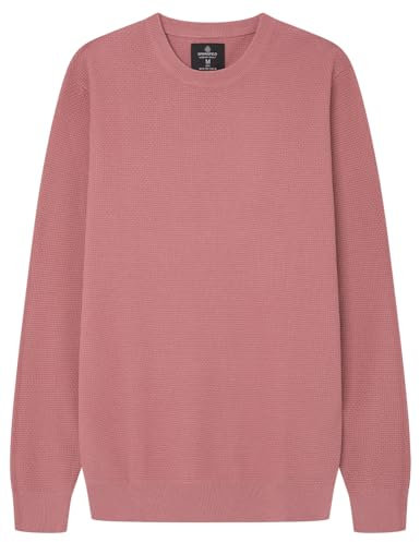 SPRINGFILED Textured Colour Jumper Polo a Maniche Lunghe, Rosa, S Uomo