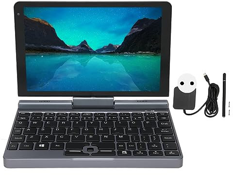 Vikye Ordinateur Portable, écran Tactile de 8 Pouces 12 Go de RAM Mini Ordinateur Portable Corps en Aluminium Clavier Complet Prend en Charge Le Stylet Actif (12 Go + 128 Go Prise UE)