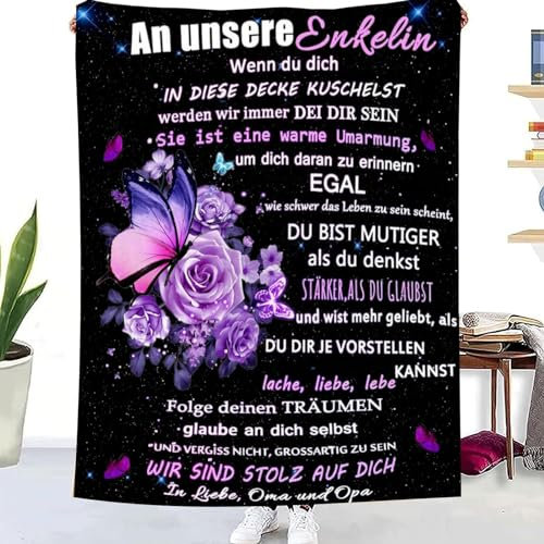 TDDKFB Personalisierte Decke Geschenke Für Enkelin von Opa und Oma,Kuscheldecke Flauschige Für Enkelin,18 Geburtstag Mädchen,Witziges Geburtstag Weihnachten Abschluss-Geschenke
