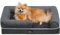 Feandrea Orthopädisches Hundebett, Hundekissen, Hundekorb, weiche Polsterung, Hundesofa, erhöhte Ränder, Bezug abnehmbar und waschbar, 76 x 51 x 18 cm, rutschfeste Unterseite, dunkelgrau PGW074G01