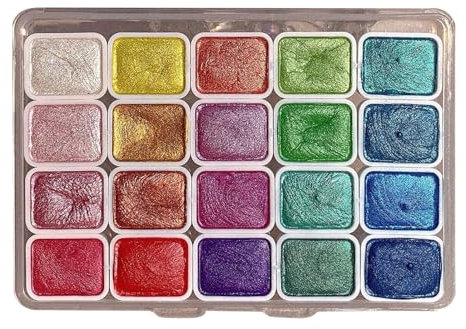 Tedious Ensemble Peinture Aquarelle 20 Couleurs | Ensembles peintures à l'eau nacrée | Peintures aquarelles à Paillettes minérales nacrées | Ensemble Peinture à l'eau Scintillante Fournitures d'art