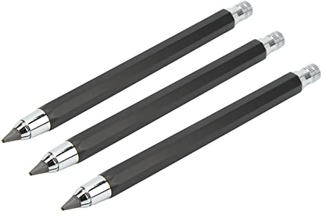 3-teiliges Mechanisches Zimmermannsbleistift-Set, 5,6 Mm Graphitstifte mit Spitzer, Bequem zu Bedienen, Breite Anwendung (BLACK)