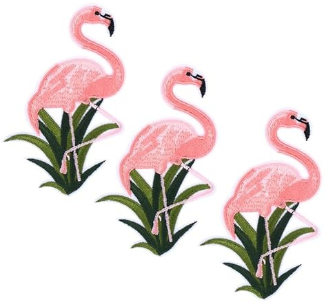 Operitacx Bügelpatch Flamingo Gestickter Aufnäher 7.5 X 11 Zoll 10 Stück Zum Aufbügeln Für Kleidung Taschen Schuhe Kreative Dekoration Und Reparatur