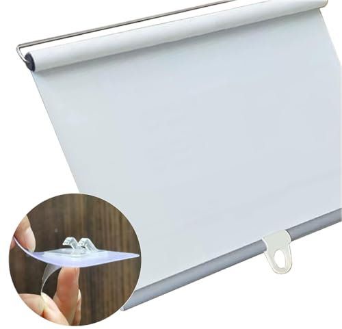 Tenda Avvolgibile Oscurante Con Ventosa,Tende a Rullo Retrattili Da 32 a 150cm Di Larghezza,Tenda Di Protezione Solare Interni,Tende Temporanee per Camera Da Letto,Balcone,White-70x150cm(27.5x59in)
