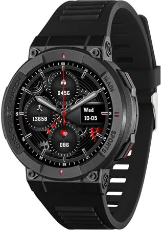 Reflex Active Series 43 Smart Watch for Men Women with Built-in GPS, 100+ Sports Modes, Heart rate, Step Counter, Make & Receive Calls, IP68 Waterproof, Black Silicone Strap for Android IOS