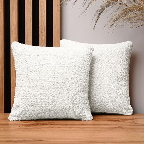 MG Design 2er Set Kissenbezüge 30 x 30 cm in Weiß – mit Reißverschluss, fein gewebt mit Chenille-Haptik, pflegeleich