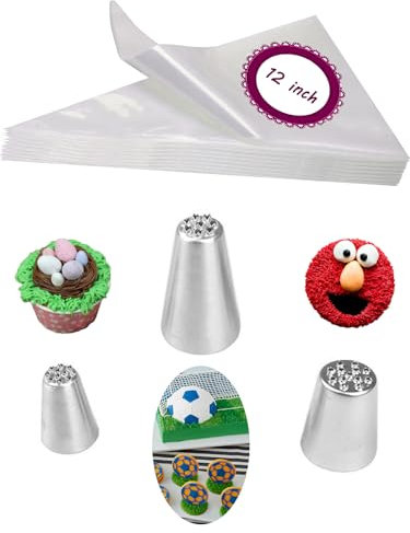 Grass Frosting Tip and Bag, 233 234 29 Grass Piping Nozzles and Bags, Icing Bags and Nozzles Set for Grass, Hair, Fur, Bear Cake and More