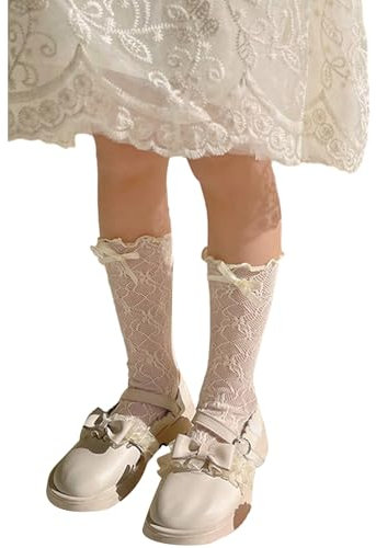 ZHOUYQX Calcetines de bebé, Calcetines de Media Pantorrilla de Malla con Encaje para niñas pequeñas, Calcetines de Rejilla para niñas pequeñas con Volantes