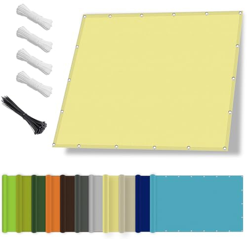 Sonnensegel wasserdicht 2x2M,Sonnenschutz- und Wetterschutz-Markise, UV-Schutz Schattiernetz mit Ösen und Kordel für Garten und Terrasse-Sandfarben