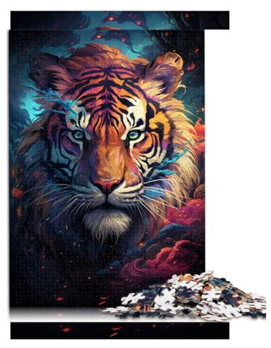 Puzzle für Erwachsene, 2000 Teile, Papierpuzzle „Wütender bunter Tiger“, für Erwachsene und Kinder, tolles Geschenk für Erwachsene und Kinder. Größe: 70 x 100 cm