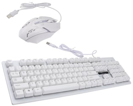 KICHOUSE Tastiera e Mouse Da Gaming Ergonomici Kit Per Computer Tastiera Meccanica Touch e Mouse Usb Con Retroilluminazione Design Stabile e Comodo