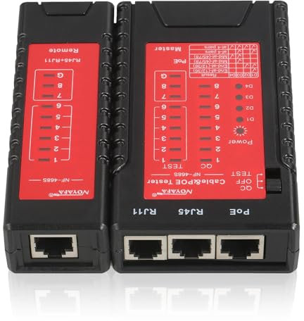 NF-468S - Tester per cavi di rete, tester per cavi di rete, tester di rete RJ45, tester di continuità del cavo Ethernet -RJ45/RJ11/CAT5/CAT6/CAT5E/CAT6A, linea telefonica CAT3, tester LAN
