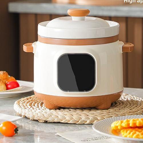 Pentola per Stufato Elettrica, Pentola per Porridge in Ceramica, Pentole a Cottura Lenta da 235 W con Coperchio, Pentola per Stufato Elettrica da 1,8 Litri per Singolo (Spina