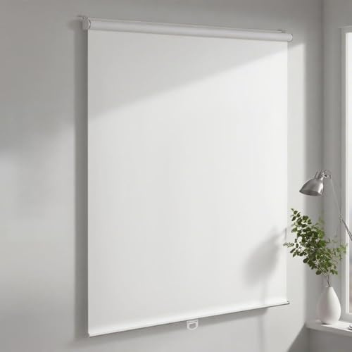 Joydeco Verdunklungsrollo Klemmfix ohne Bohren (Weiß, 70x130 cm) – Thermorollo mit 100% Sichtschutz & Sonnenschutz, kabellos & abnehmbar, Rollos Für Fenster im Schlafzimmer und Wohnzimmer