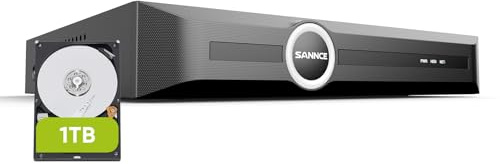 SANNCE 8CH 6MP PoE NVR, CCTV Sistema de Vigilancia Grabadora, videovigilancia Compatible con 5 MP/4 MP/1080p HD para Cámara IP -1TB Disco Duro