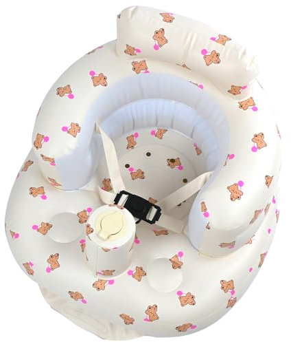 Upgraded Inflatable Baby Seat 3 Months and Up, Inflatable Baby Chair with 3-Point Harness, Blow Up Newborn Chair with Built in Air Pump