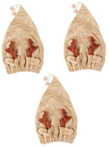 Beavorty 3 Stück Hut Für Trockenes Haar Aus Geweih Belüftete Haarbürste Mini Handtuch Kräuseln Bademantel Lockige Haare Badekappe Für Haare Borste Poncho Coffee Korallenvlies Aus Polyester