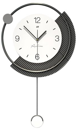Tokenhigh Moderne Minimalist Wanduhr ohne Ticken 36× 60cm, Lautlos Uhren mit Pendel, Nordischer Stil Dekorative Kreatives Uhr, Wanduhren zum Deko, Küchenuhr für Wohnzimmer