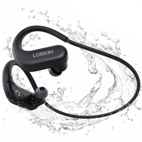 LOBKIN Auriculares Conducción Osea Natacion, IPX8 Resistente al Agua Acuaticos Inalámbricos Bluetooth 5.4, Auriculares Intraurales con 8G Mp3 para Nadar Correr Ciclismo (Negro)