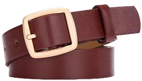 WUFANGBU Gürtel Damen Gürtel Weiches Pu Leder Gürtel Quadratische Dornschnalle Jeans Gürtel Chic Damen Vintage Weiblicher Bund