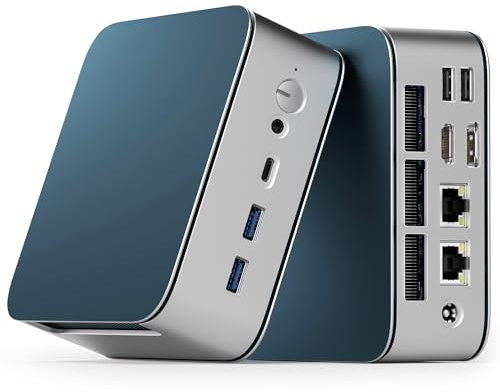 Getorli Mini PC, Dual LAN AMD R5 7430U (Max 4.3GHz), Mini Gaming PC 16GB DDR4 RAM 1TB SSD, Mini Computer 4K 60Hz Displays/HDMI/Type-C&USB Ports/RJ45/WiFi 6/BT5.0 for Home/Office/Business/Casual Games