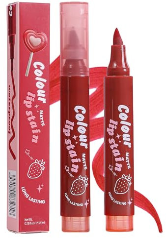 Lip Stain Marker | Matte Red Tinted Lip Gloss Pen - Highly Pigmented Waterproof Tinted Lipstick, Long-Lasting Beauty Accessories for Daily Commuting
