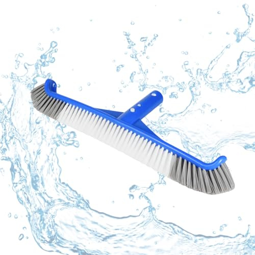 leruiyezs Brosse Piscine 43cm avec Poils en Nylon Et Bords Incurvés pour Nettoyage Fond Et Parois,Balai Piscine Compatible avec Manche Télescopique pour Enterrée Ou Hors-Sol Et Revêtement Vinyle